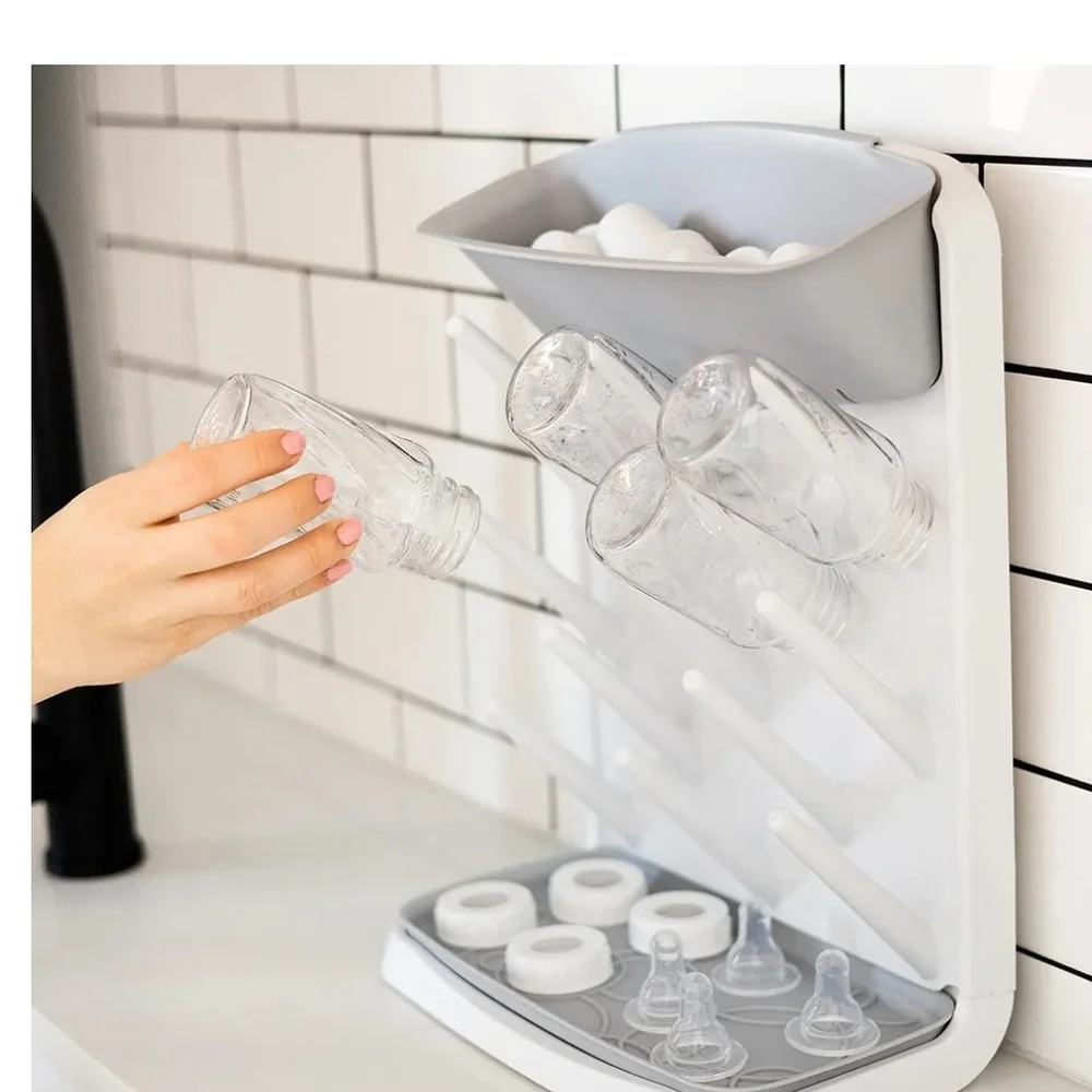 Gray and White Bottle Drying Rack